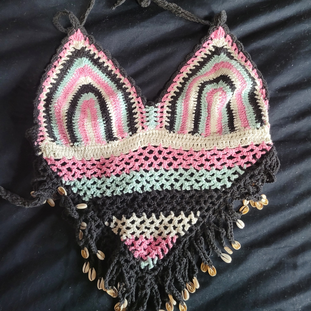 Crochet Halter Top with Shell Accents